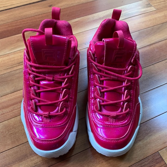Fila Women's Disruptor II Liquid Luster Sneakers- Berry - Picture 1 of 5